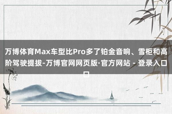 万博体育Max车型比Pro多了铂金音响、雪柜和高阶驾驶提拔-万博官网网页版·官方网站 - 登录入口