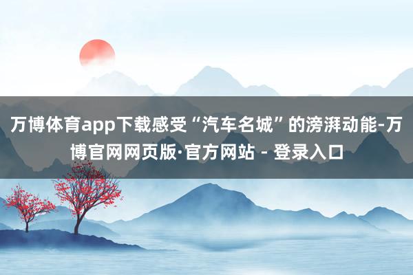 万博体育app下载感受“汽车名城”的滂湃动能-万博官网网页版·官方网站 - 登录入口