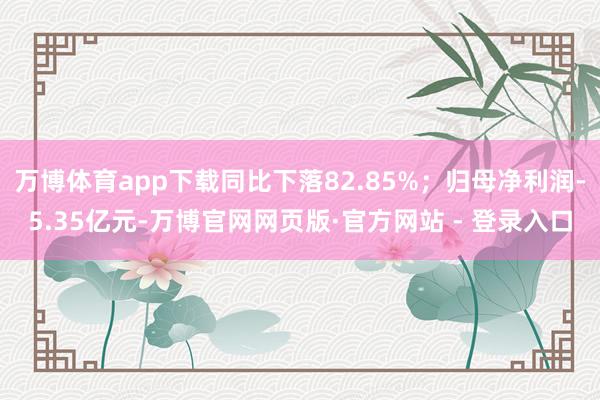 万博体育app下载同比下落82.85%；归母净利润-5.35亿元-万博官网网页版·官方网站 - 登录入口