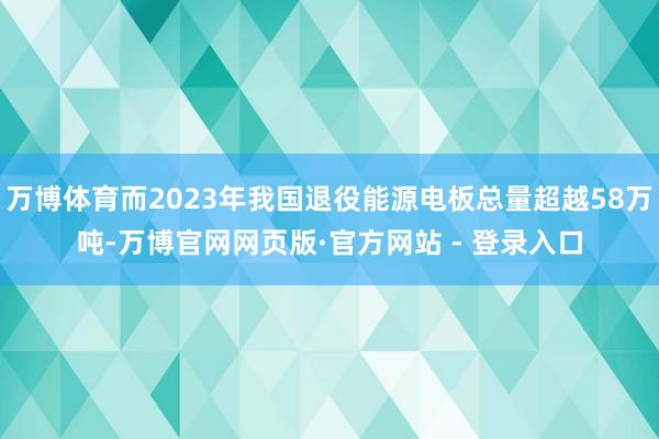 万博体育而2023年我国退役能源电板总量超越58万吨-万博官网网页版·官方网站 - 登录入口